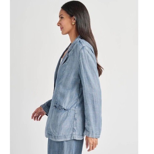 NWT Women $198 SPLENDID Stella Chambray Blazer XS Lightweight Belted Blue Relax - Picture 5 of 8