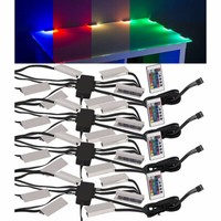 Lunartec 4Er-Set Led-Glasbodenbeleuchtungen: 24 Klammern Mit 72 Rgb-Leds