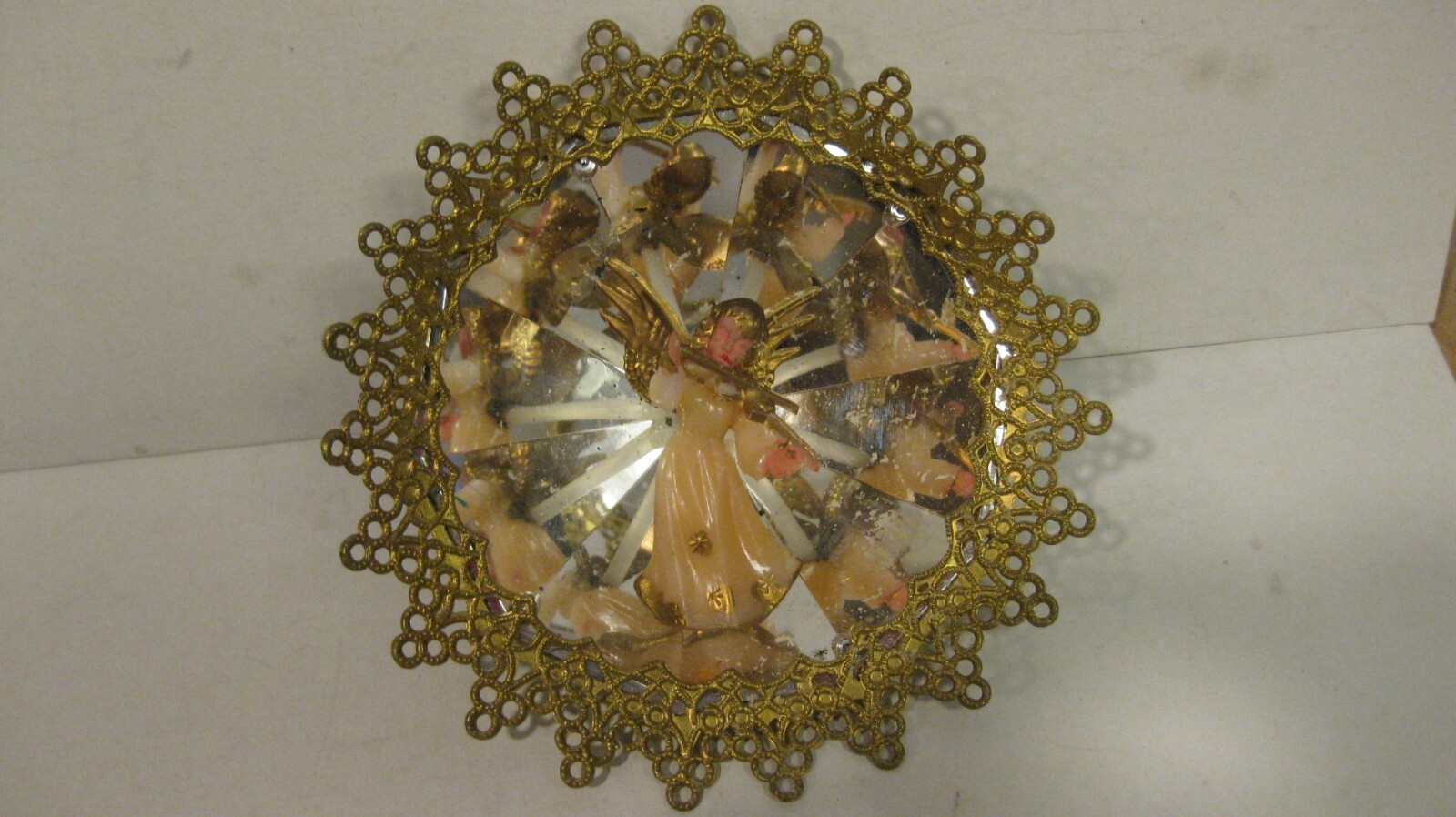 Vintage Christmas Jewel Brite Plastic Angel Diorama Ornament #2