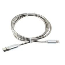 For iPhone 5 6S 7 8 Plus 3ft Metal USB Cable Charger Cord Power Wire Sync Fast