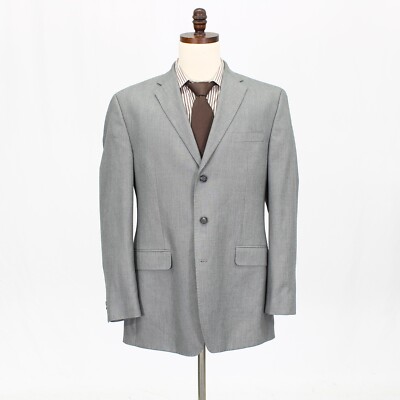 Sean John 42L Gray Sport Coat Blazer Jacket Solid 3B Polyester