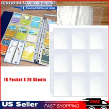 Baseball Trading Card Album Binder Protector Pages Sleeves 18 Pocket X 20 Sheets