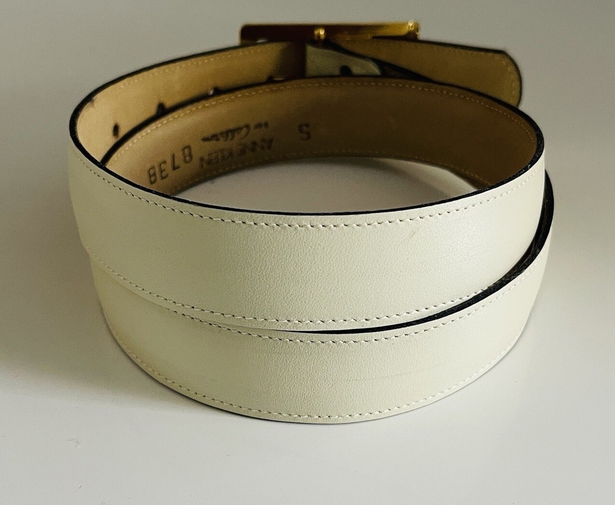 Anne Klein Calderon Belt Ivory Cream Leather Gold Buckle  display picture 1