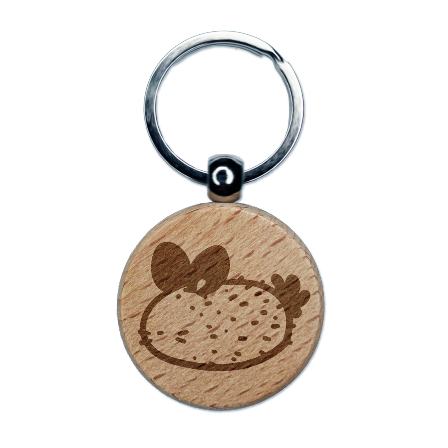 Kawaii Sea Bunny Slug Engraved Wood Round Keychain Tag Charm