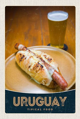 Holzschild 18x12 Uruguay Süd Amerika Tipical Food Wand Deko Bar Kneipe Sammler G