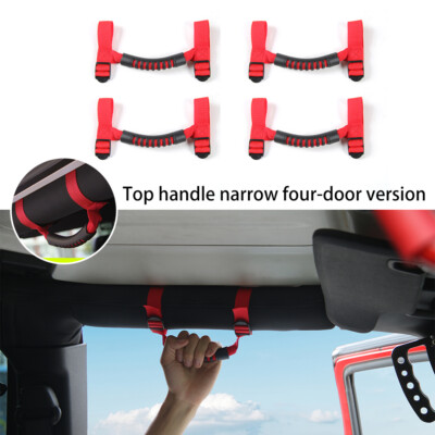 4PCS Red Roof Roll Grab Handle Bar Grip Wide For Jeep Wrangler CJ YJ TJ JK JK JL
