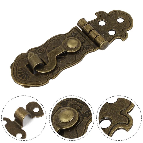 2x Rustikales Kofferschloss Truhe Kastenverschluss Haspelriegel Vintage Stil Bronzefarben HEISS - Bild 2 von 11
