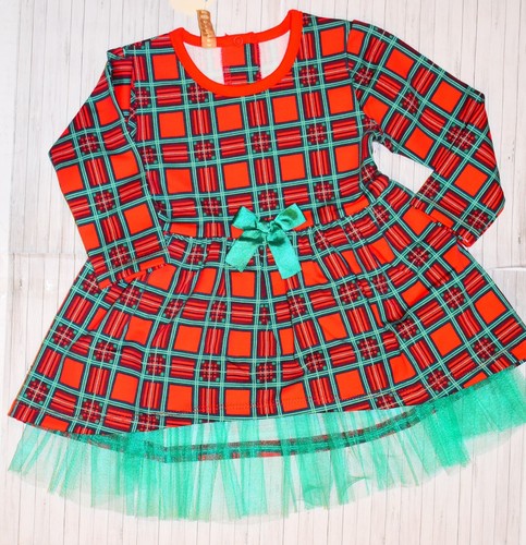 Vestito natalizio neonata- cotone-abito- scozzese-tulle- | eBay