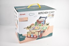 Ainek Kitchen Playset- Kids Pretend Kitchen Cart Toy With Lights NIB