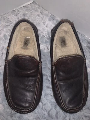 UGG Ascot Leather Slippers Slip On Loafer China Tea Brown 5379 Mens Size 8 - Image 1 of 4