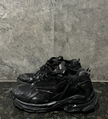 BALENCIAGA Men's 'Runner' Distressed Mesh & Nylon Sneakers Black