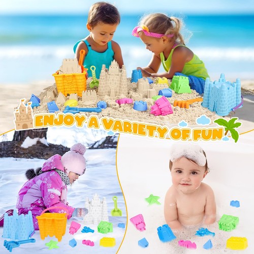 KUBUSFLY Beach Toys for Toddlers Sand Castle Toys with 2 Sand Bucket 2 Mesh B... - Picture 6 of 6