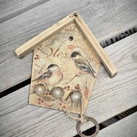 Vintage SchlüSselhalter 15,5X13,5Cm SchlüSselbrett Holz Hakenbrett Handgefertigt