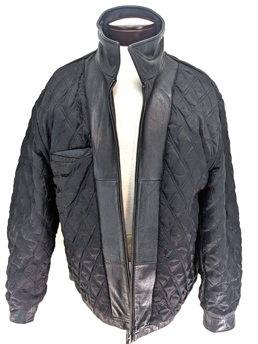 Vtg GAP Men's Moto Jacket Y2K 2000s Black HEAVY LEATHER Vtg GAP Men's Moto Jacket Y2K 2000s Black HEAVY LEATHER