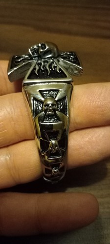 💥IRON CROSS- SKULL- BANGLE- CUFF- STAINLESS STEEL- BIKER💥 - Picture 7 of 8
