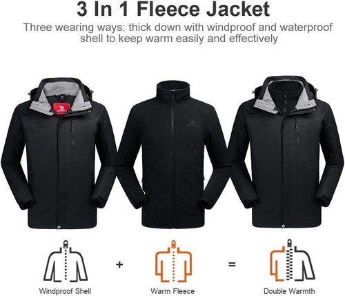 NWT Camel Crown Womens Ski Jacket Detachable Hooded Coat Black Size L - Picture 16 of 16