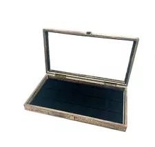 Pocket Watches Size 15s & Under Dark Oak Stained Glass Top 18 Space Display Case