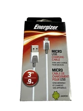 NEW Energizer Micro USB Sync & Charging USB Cable 6ft Long Durable Cord Black