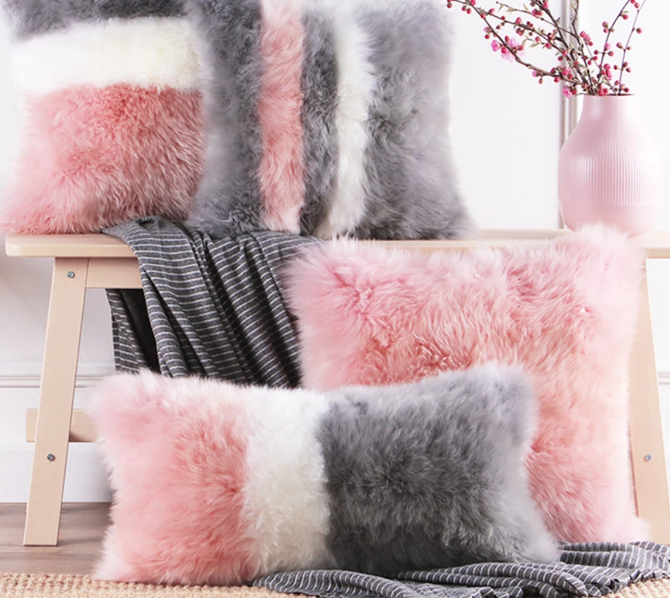 Decorative Pillows Pink Fluffy  Cushion Cover Decorative Fur - 1pc 50 50cm  Cushions - Aliexpress