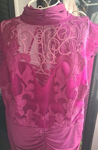City Chic Magenta Ruched Dress Size M/18 - Picture 2 of 8
