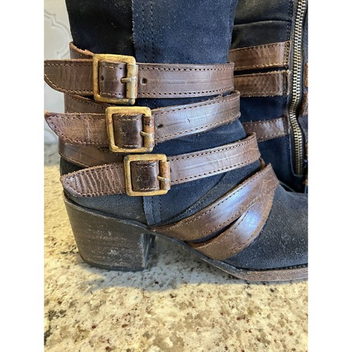 Freebird by Steven FB-Jules Blueish Black Suede Leather Side Zip Boots Size 7 - Picture 7 of 13
