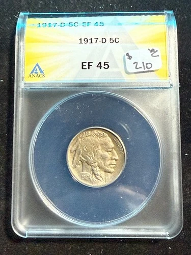 1917 D BUFFALO NICKEL ANACS EF 45