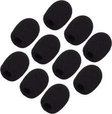 10 Pack Mini Small Size Lapel Headset Microphone Windscreen Foam Cover, Black