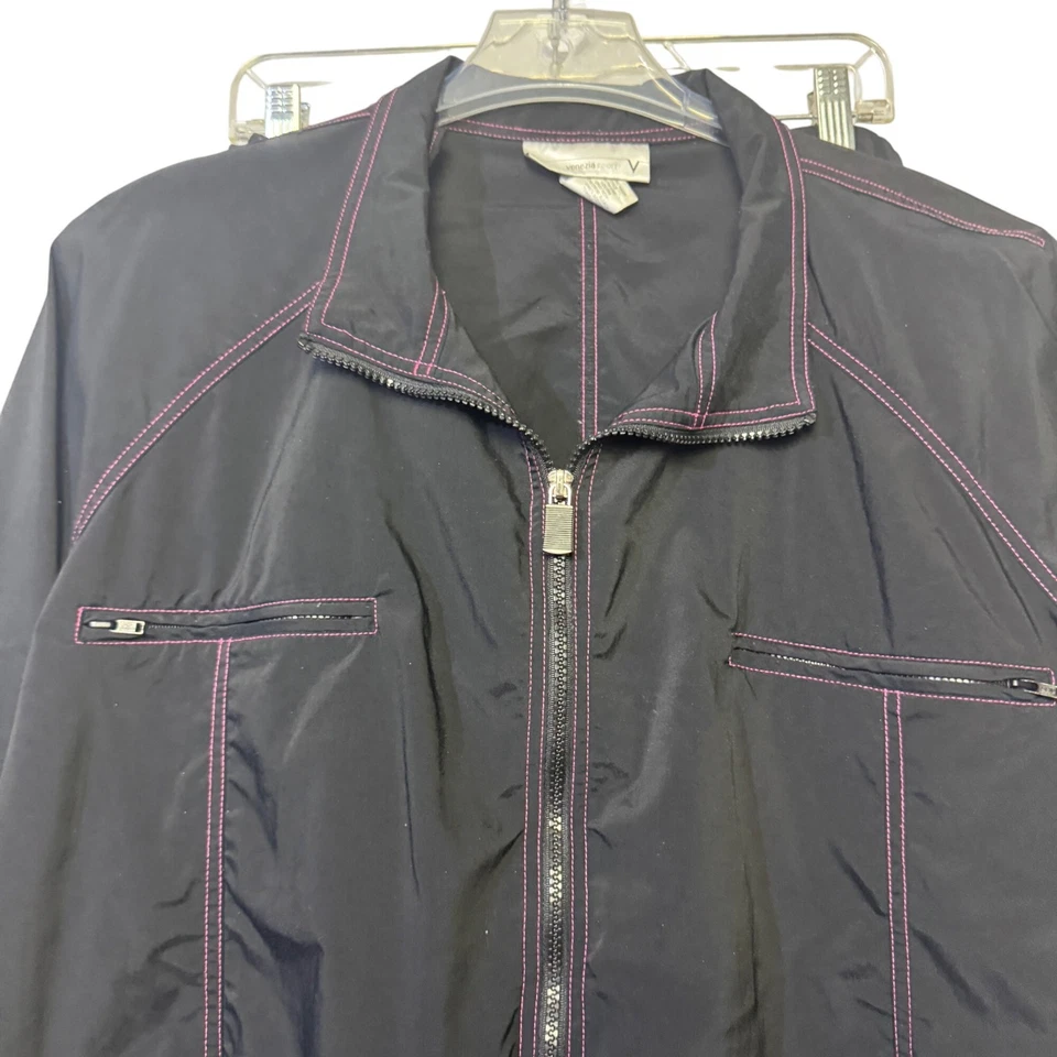 Venezia Sport 22/24 Mujer Negro Cremallera Completa Chaqueta Pantalones Conjunto Costuras Rosa Foto 2 de 4