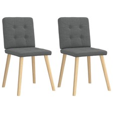 Dining Chair Set of 2 Dark grey Polyester, Metal, Wood, Foam