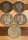 Lot of (5) Different Barber Silver Quarters - Good - 96, 99, 14, 14-D, 16-D