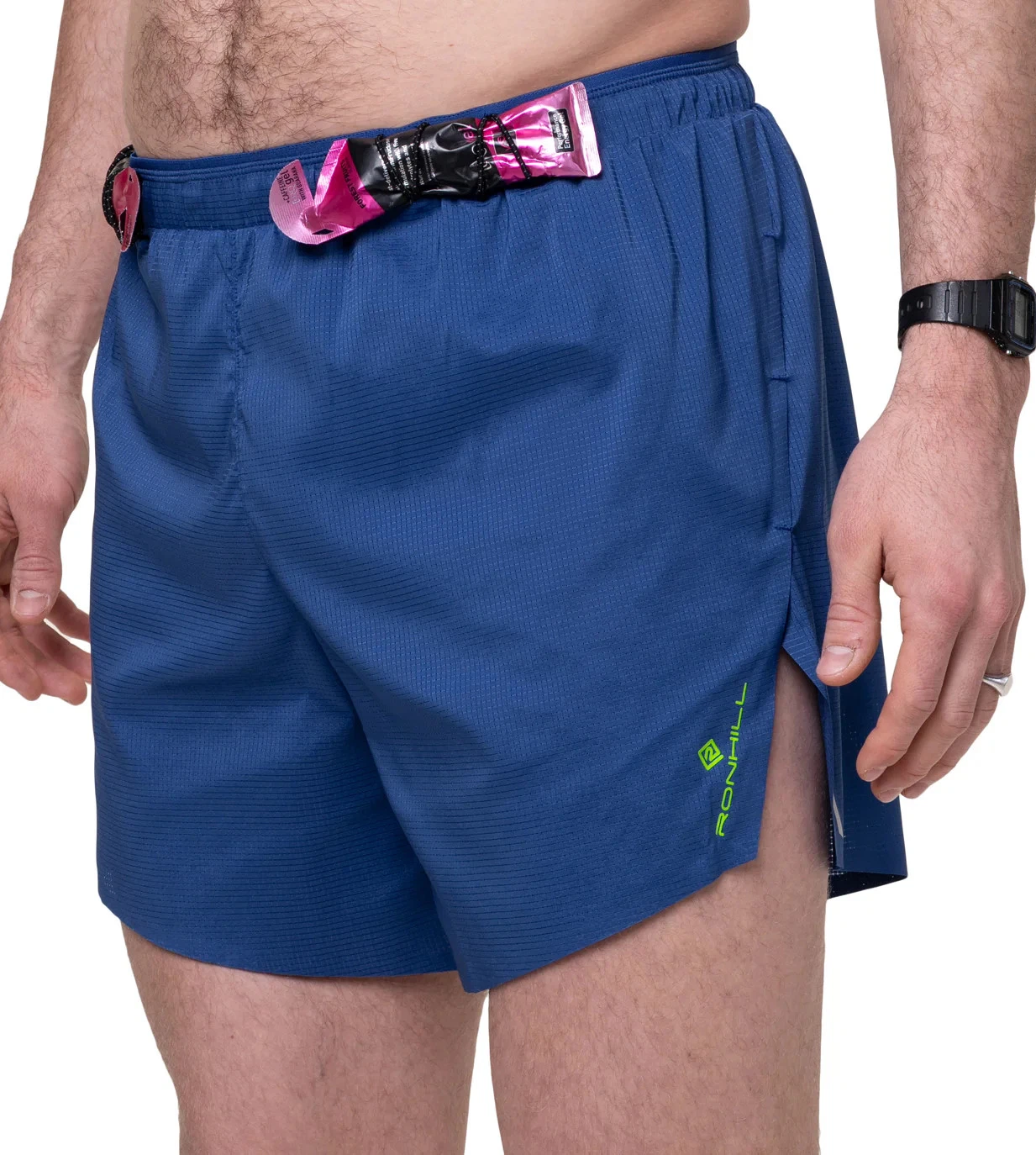 Ronhill Tech Race Mens Running Shorts Blue 5 Inch Lightweight Zip Pocket Lined