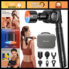 Deep Tissue Massage Gun with Heat  Cold, 32 Speeds, Retractable Handle, Pain Re