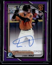 LISBEL DIAZ 2024 BOWMAN CHROME PROSPECT AUTO PURPLE REFRACTOR RC AUTO 229/250
