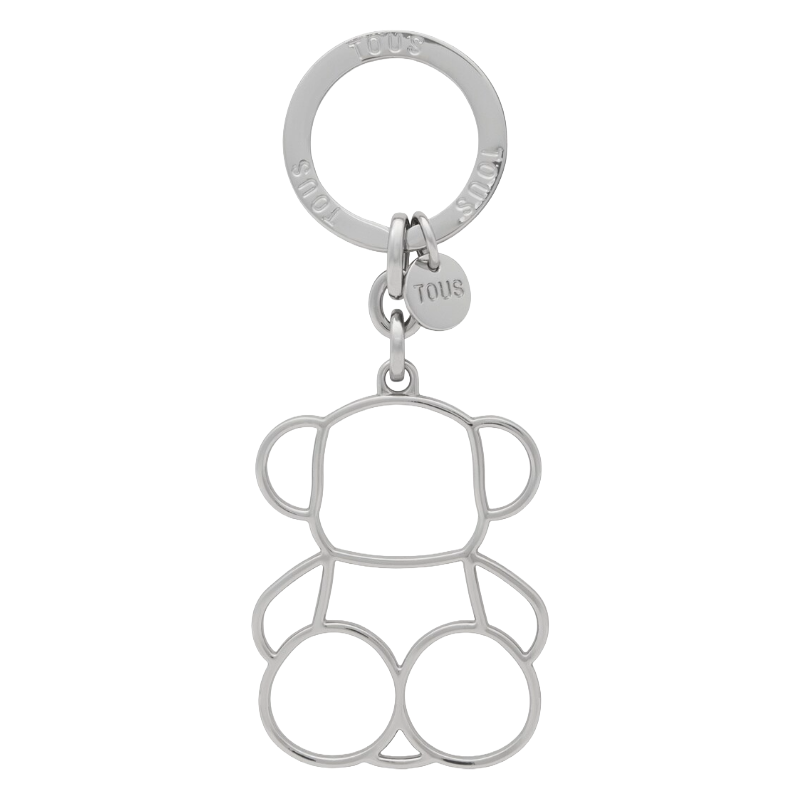 Tous Silver Bold Bear Silhouette Keychain Key Ring