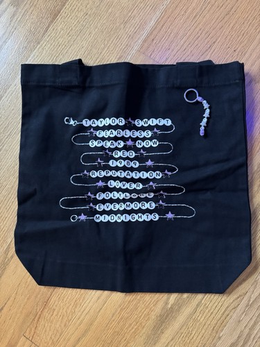 Taylor Swift Eras Tour Tote Bag & Friendship Key Chain Black BRAND NEW