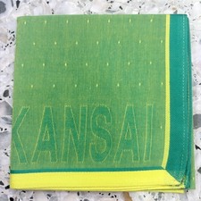 MAN HANKY GREEN YELLOW DOTS CLASSIC JAPAN VTG COTTON POCKET ART SQUARE 18   M341