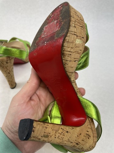 Christian Louboutin Green Heeled Sandals Size 35 European (141236636) - Picture 8 of 8