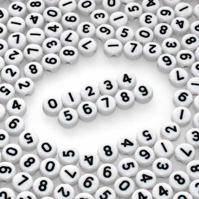 #ad Amaney 500pcs White Acrylic Number Beads 7x4mm Mixed Number Beads Acrylic Plasti $8.49