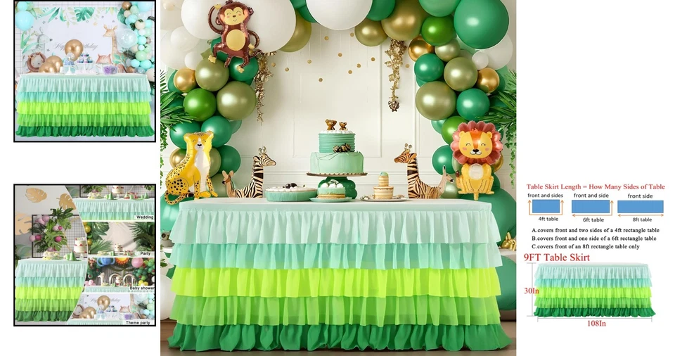 9英尺可重复使用荷叶边桌裙适用于圣帕特里克节和卢奥庆祝活动 — 第 2/4 张图片