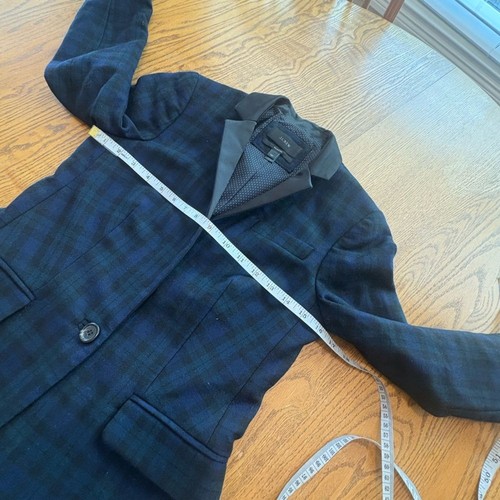 J. Crew Regent Blazer in Green Blue Plaid Wool Black Collar Size 00 Fall Style - Picture 7 of 10