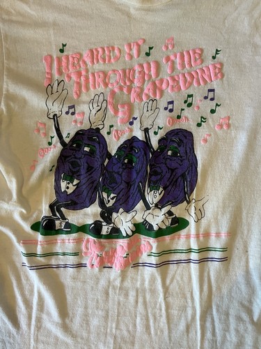 T-shirt vintage anni 80 California Raisins Heard it through the Grapevine L Marvin Gaye - Foto 3 di 15