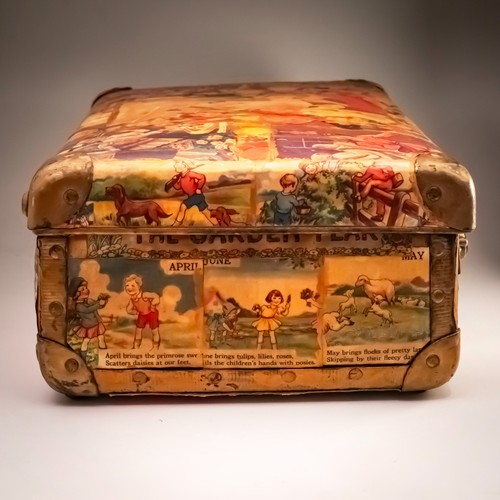 Vintage Child’s Decoupage Suitcase 1940s-50s Comic & Story Illustration 16” - Picture 3 of 15