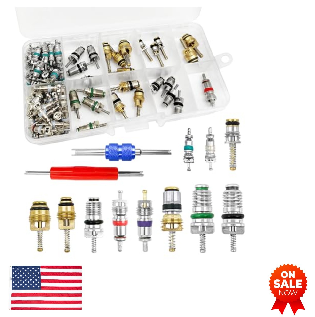 Air Conditioning Valve Core Kit 102Pcs R12 R134a Remover Installer Tool Car