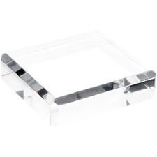 Plymor Clear Polished Acrylic Square Beveled Display Base, 4" W x 4" D x 1" H