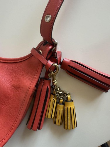 COACH leather shoulder bag red Legacy 19925 Amanda Flap Coral Tassel vintage - Picture 4 of 16