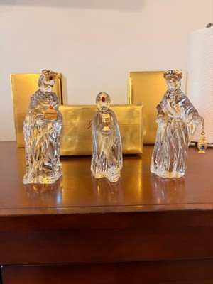 GORHAM Crystal & Gold 3 Kings for Nativity in Original Boxes