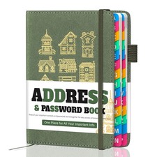Address Book with Colorful Alphabetical Tabs 4.7" X 6.2"      Sage Green