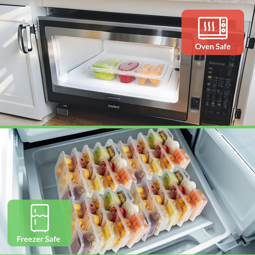 8 Unzen Wiederverwendbare Snack Behälter mit Deckel, Neu 3 Fächer Gewürz Snack Pack - Bild 5 von 12