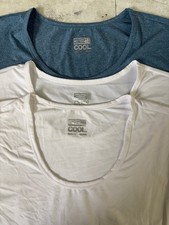 32 Degrees Cool 3PK Women Short Sleeve Scoop Neck T-Shirt WHITE/TEAL XL NWT