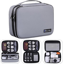 Electronics Organizer Travel Case,Cord Organizer Travel, Double-Layer Cable Orga